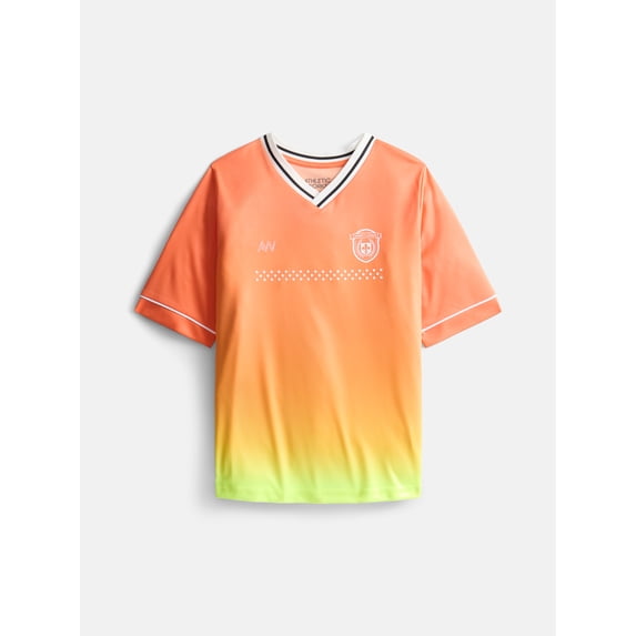 Athletic Works Boys Soccer Jersey Top with Short Sleeves, Sizes 4-18