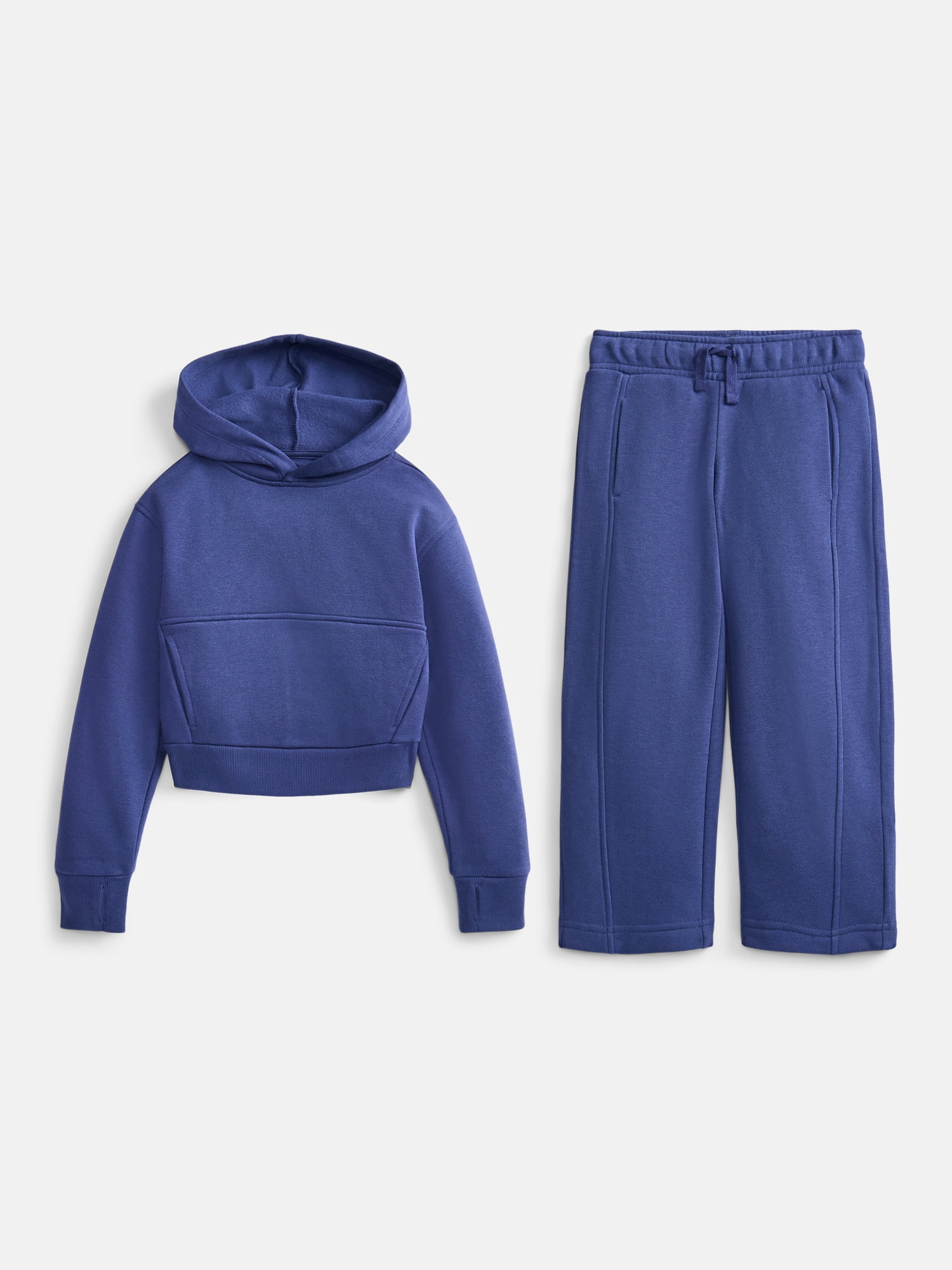 Athletic Works Girls Fleece Sweatshirt and Barrel Leg Pants, 2 Piece, Sizes 4-18 & Plus