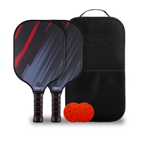 Athletic Works Charge Fiberglass 2-Player Pickleball Paddle Set, Includes 2 Paddles/2 Pickleballs/Carry Bag, Red