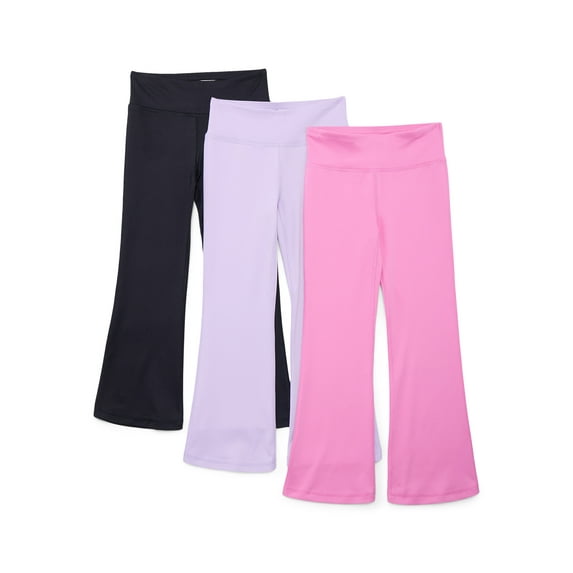 Athletic Works Girls Active Flare Leggings, 3-Pack, Sizes 4-18 & Plus