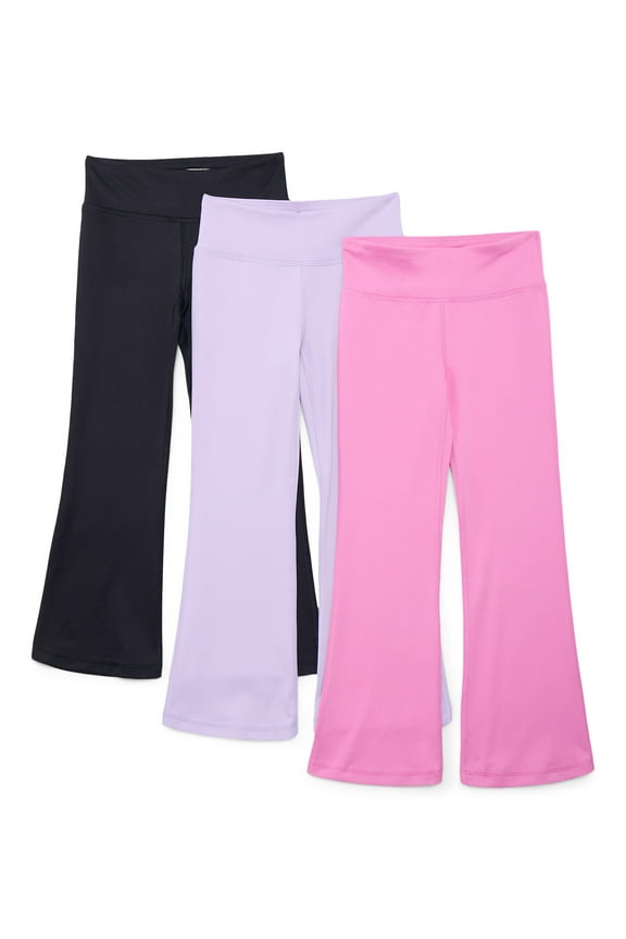 Girls Active Flare Leggings, 3-Pack, Sizes 4-18 & Plus