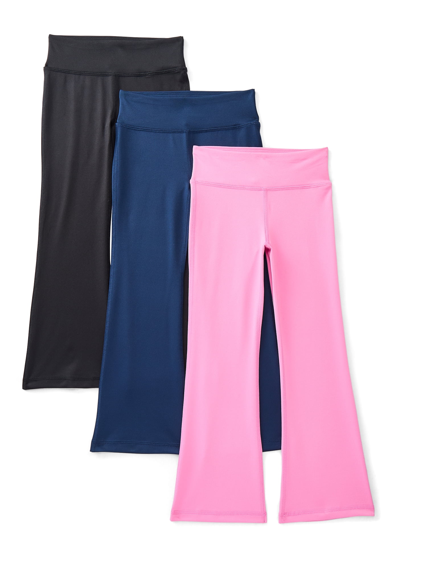 Athletic Works Girls Active Flare Leggings, 3-Pack, Sizes 4-18 & Plus