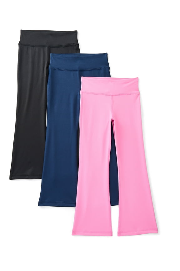Girls Active Flare Leggings, 3-Pack, Sizes 4-18 & Plus
