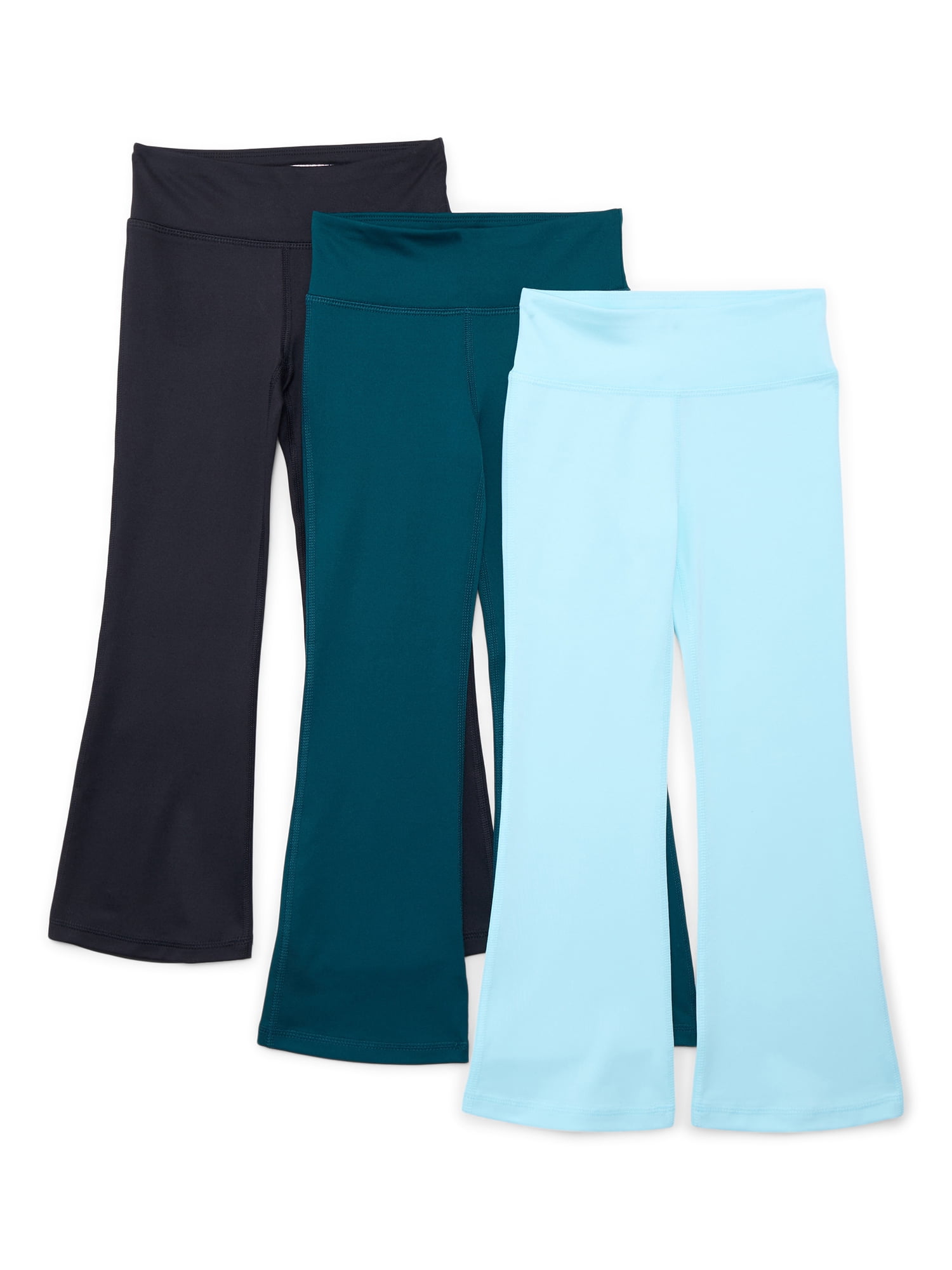 Athletic Works Girls Active Flare Leggings, 3-Pack, Sizes 4-18 & Plus
