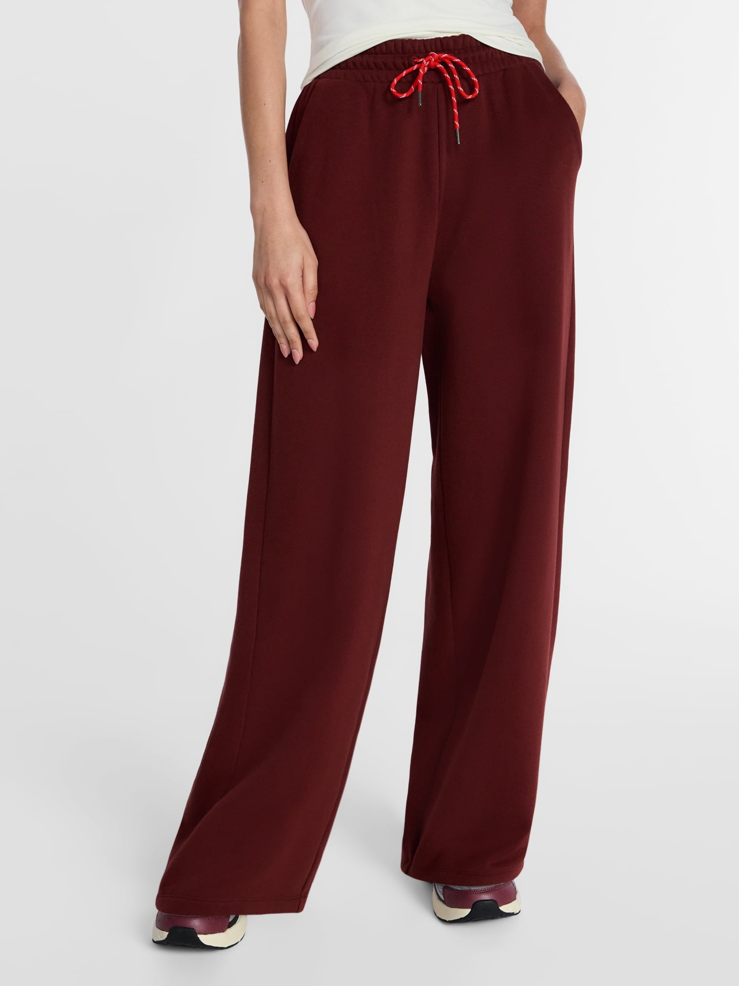 Athletic Works Women's Wide Leg Fleece Pants, 30'' Inseam, Sizes XS-XXXL