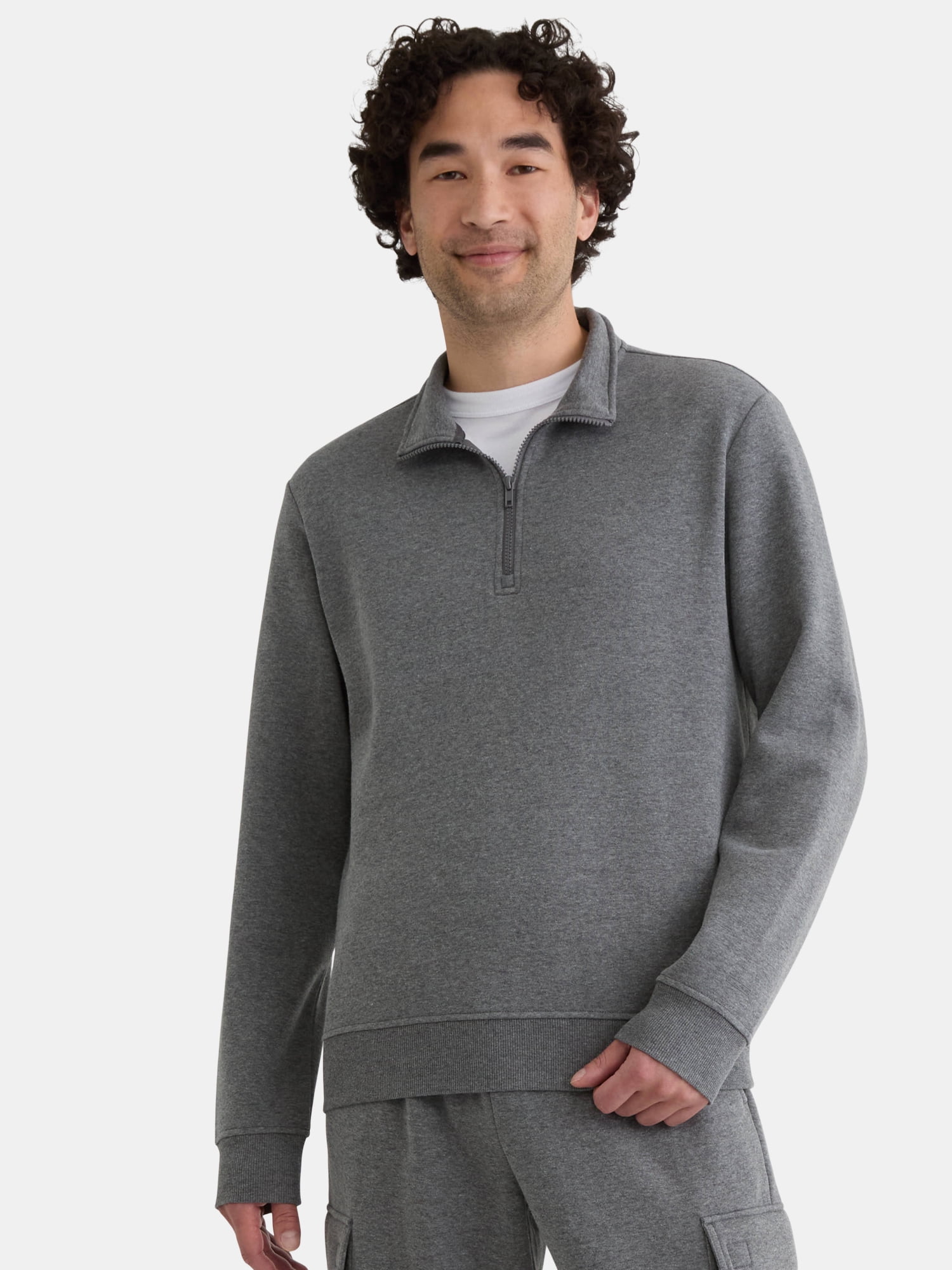 Athletic Works Men's Active Fleece Quarter Zip Sweatshirt, Size XS-5XL