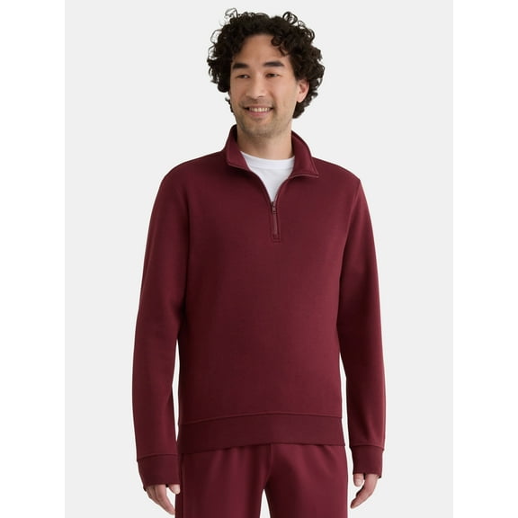 Athletic Works Men's Active Fleece Quarter Zip Sweatshirt, Size XS-5XL