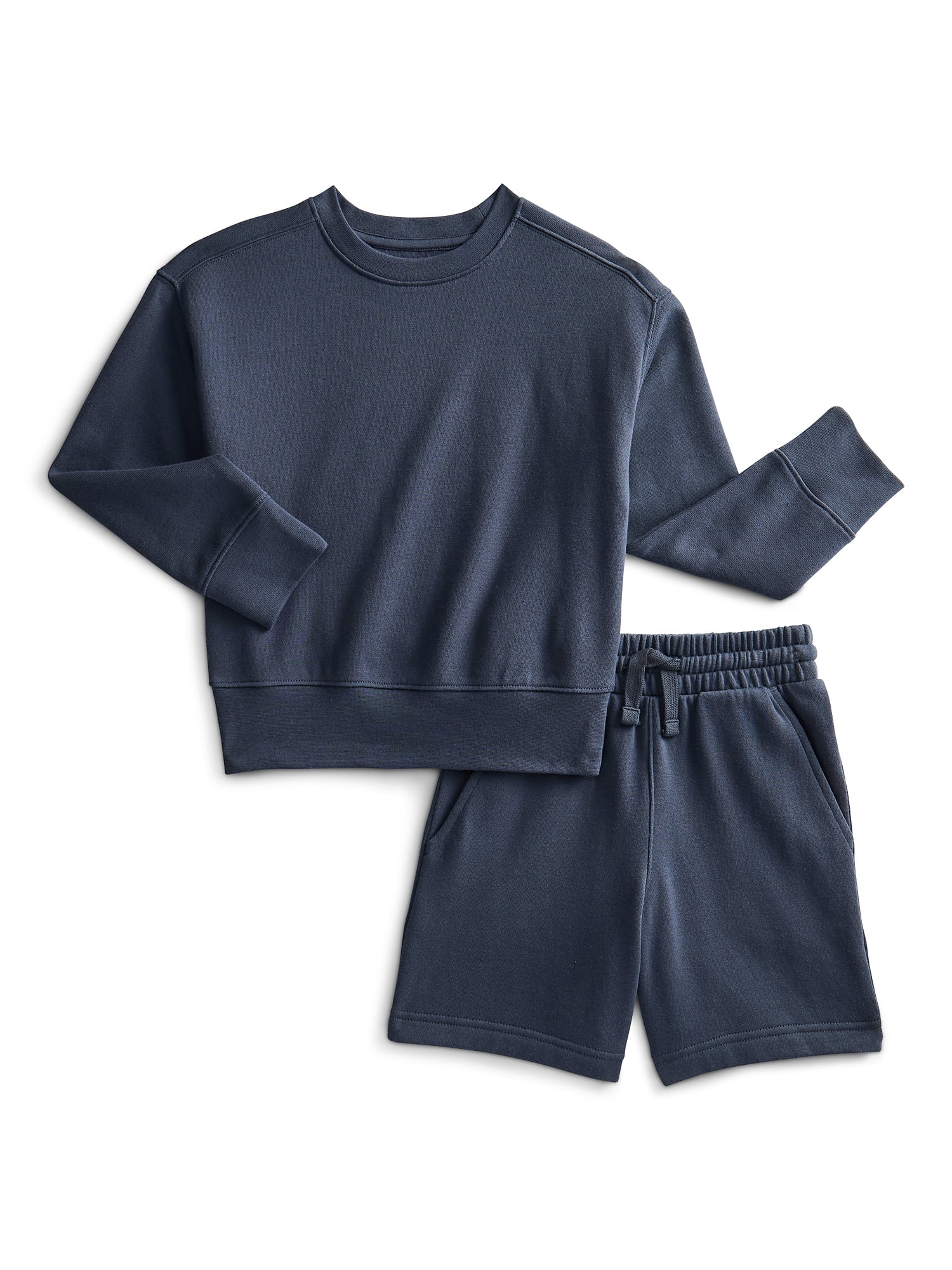 Athletic Works Boys Fleece Sweatshirt and Shorts Set, 2-Piece, Sizes 4-16