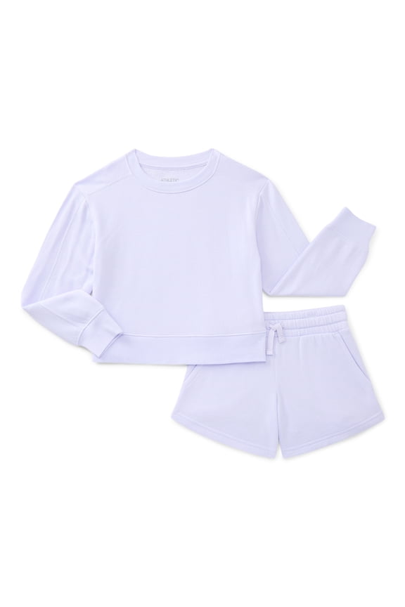 Girls Active Fleece Sweatshirt and Shorts Set, 2-Piece, Sizes 4-18 & Plus