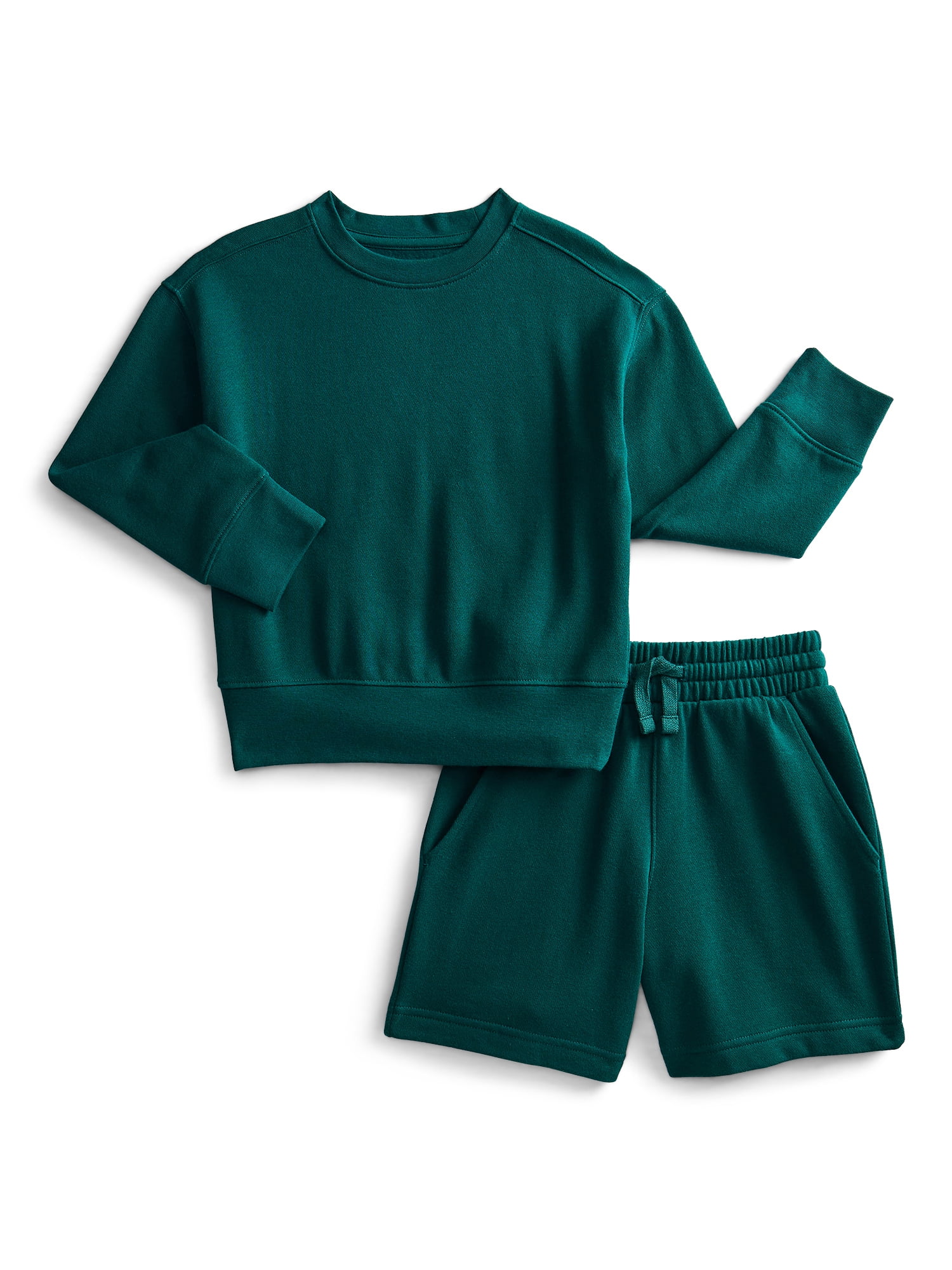 Athletic Works Boys Fleece Sweatshirt and Shorts Set, 2-Piece, Sizes 4-16