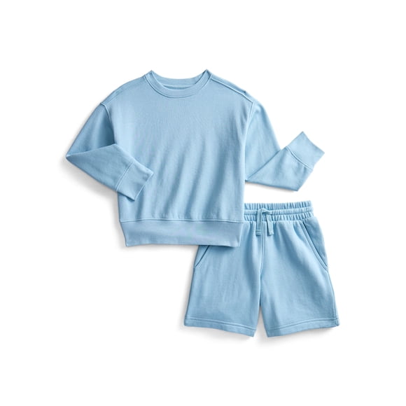 Athletic Works Boys Fleece Sweatshirt and Shorts Set, 2-Piece, Sizes 4-16