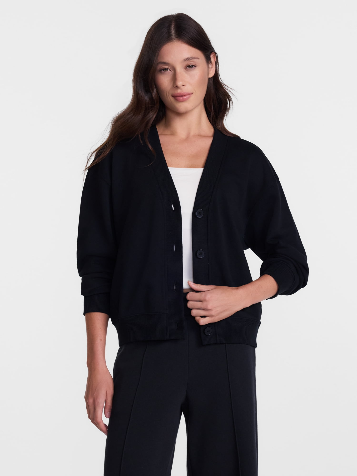 Athletic Works Women's and Women's French Terry Cardigan with Long Sleeves, Sizes XS-4X