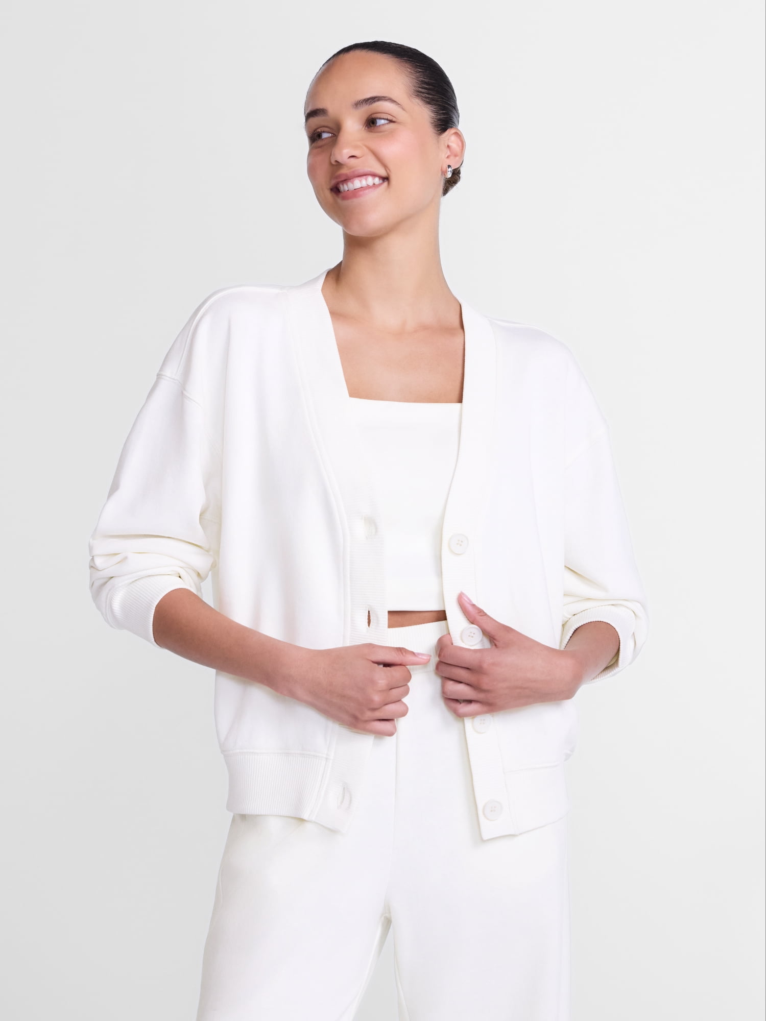 Athletic Works Women's and Women's French Terry Cardigan with Long Sleeves, Sizes XS-4X