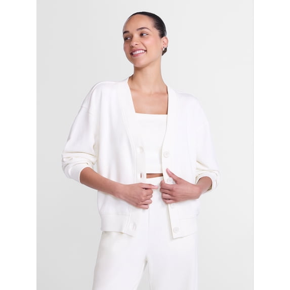 Athletic Works Women's and Women's French Terry Cardigan with Long Sleeves, Sizes XS-4X
