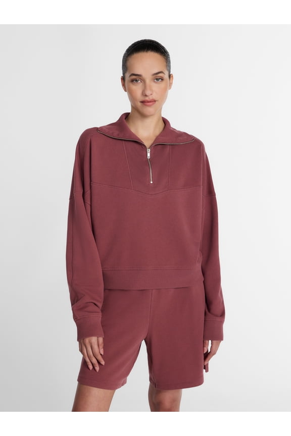 Women's and Women's Plus Quarter-Zip Sweatshirt, Midweight, Size XS-4X