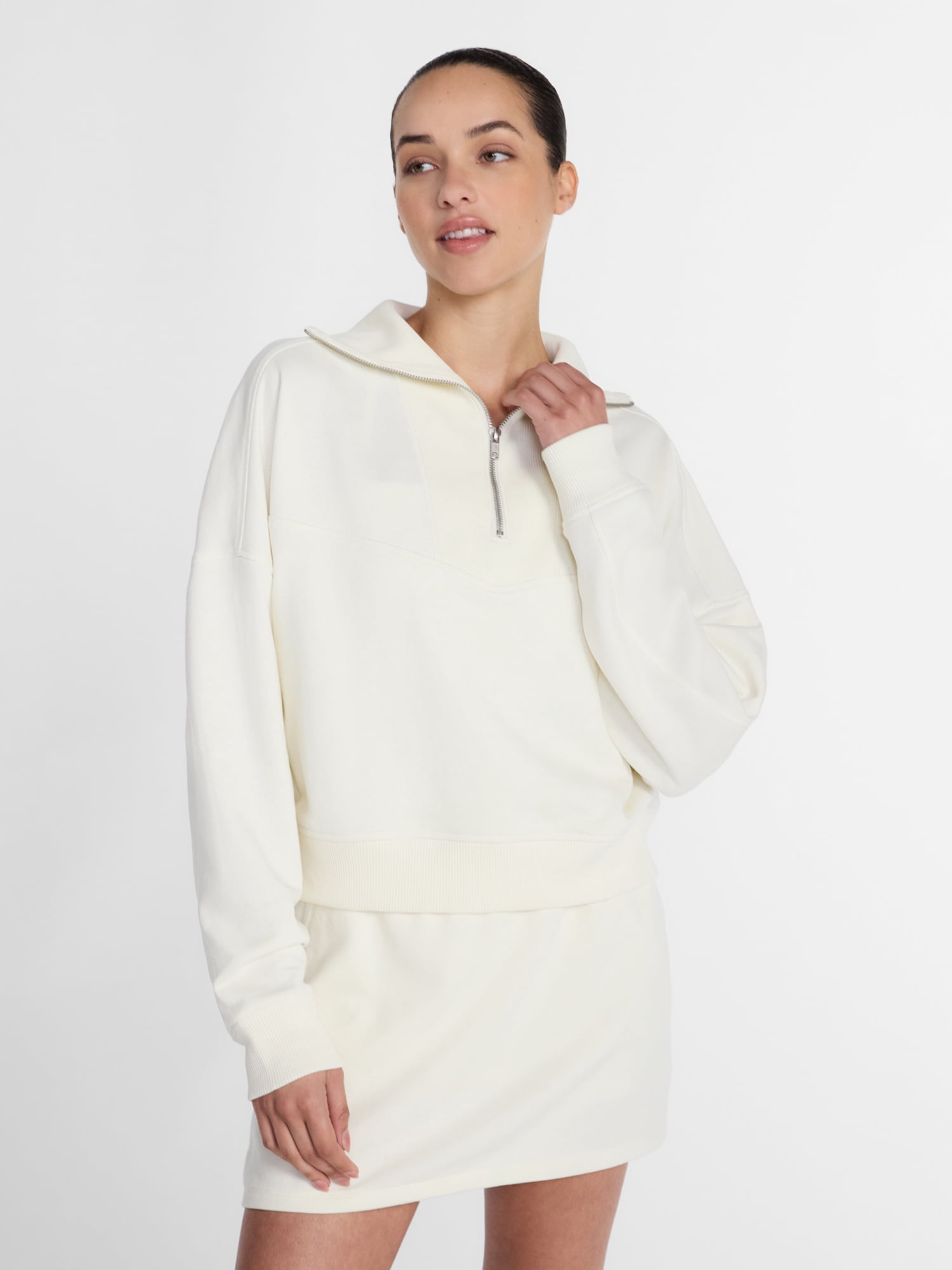 Athletic Works Women's and Women's Plus Quarter-Zip Sweatshirt, Midweight, Size XS-4X