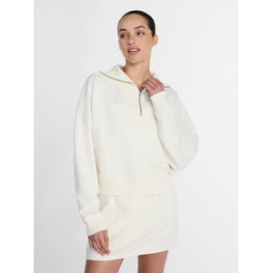 Sudadera con cuello redondo y cremallera de peso medio para mujer y tallas plus, tallas XS-4X