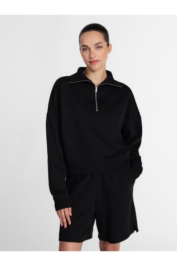Women's and Women's Plus Quarter-Zip Sweatshirt, Midweight, Size XS-4X
