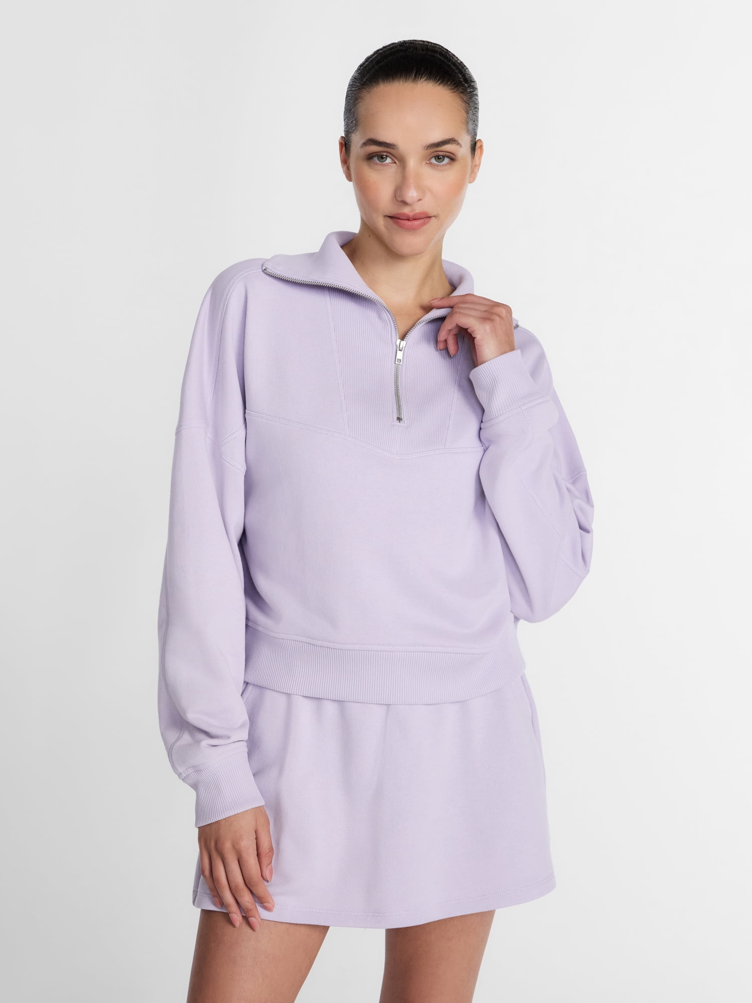 Athletic Works Women's and Women's Plus Quarter-Zip Sweatshirt, Midweight, Size XS-4X