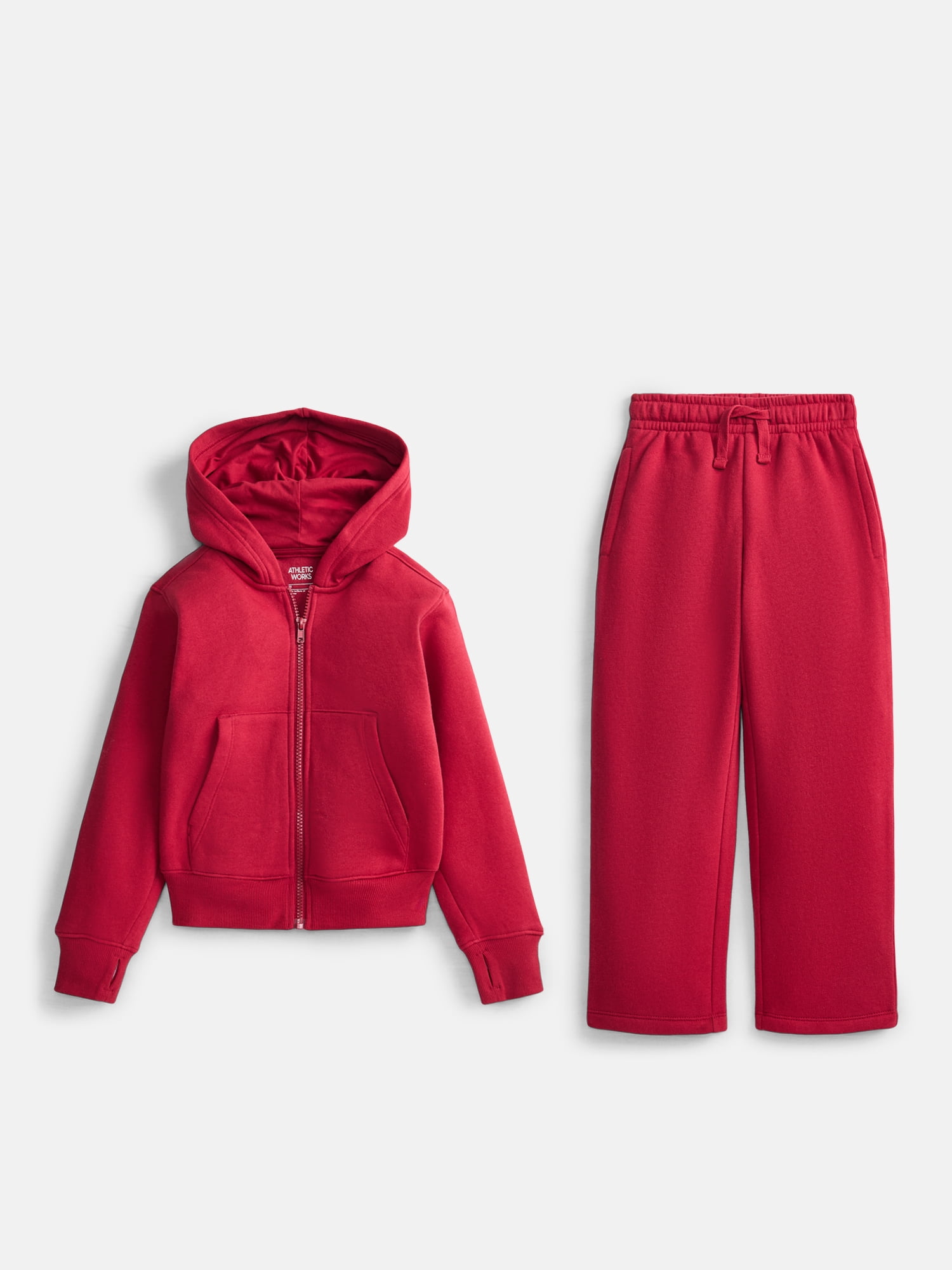 Athletic Works Boys Fleece Zip Hoodie and Sweatpants Set, 2 Piece, Sizes 4-18 & Husky