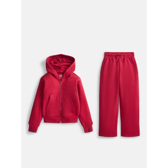 Athletic Works Boys Fleece Zip Hoodie and Sweatpants Set, 2 Piece, Sizes 4-18 & Husky