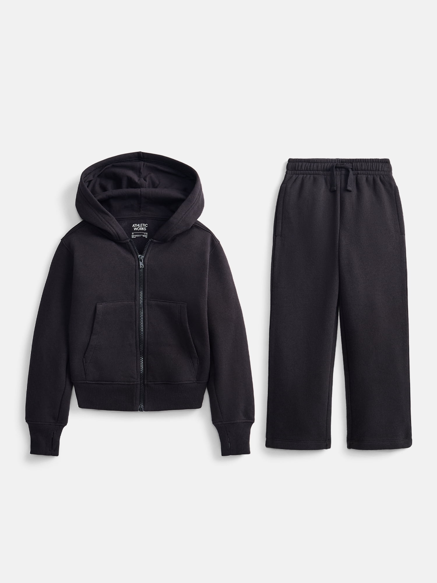 Athletic Works Boys Fleece Zip Hoodie and Sweatpants Set, 2 Piece, Sizes 4-18 & Husky