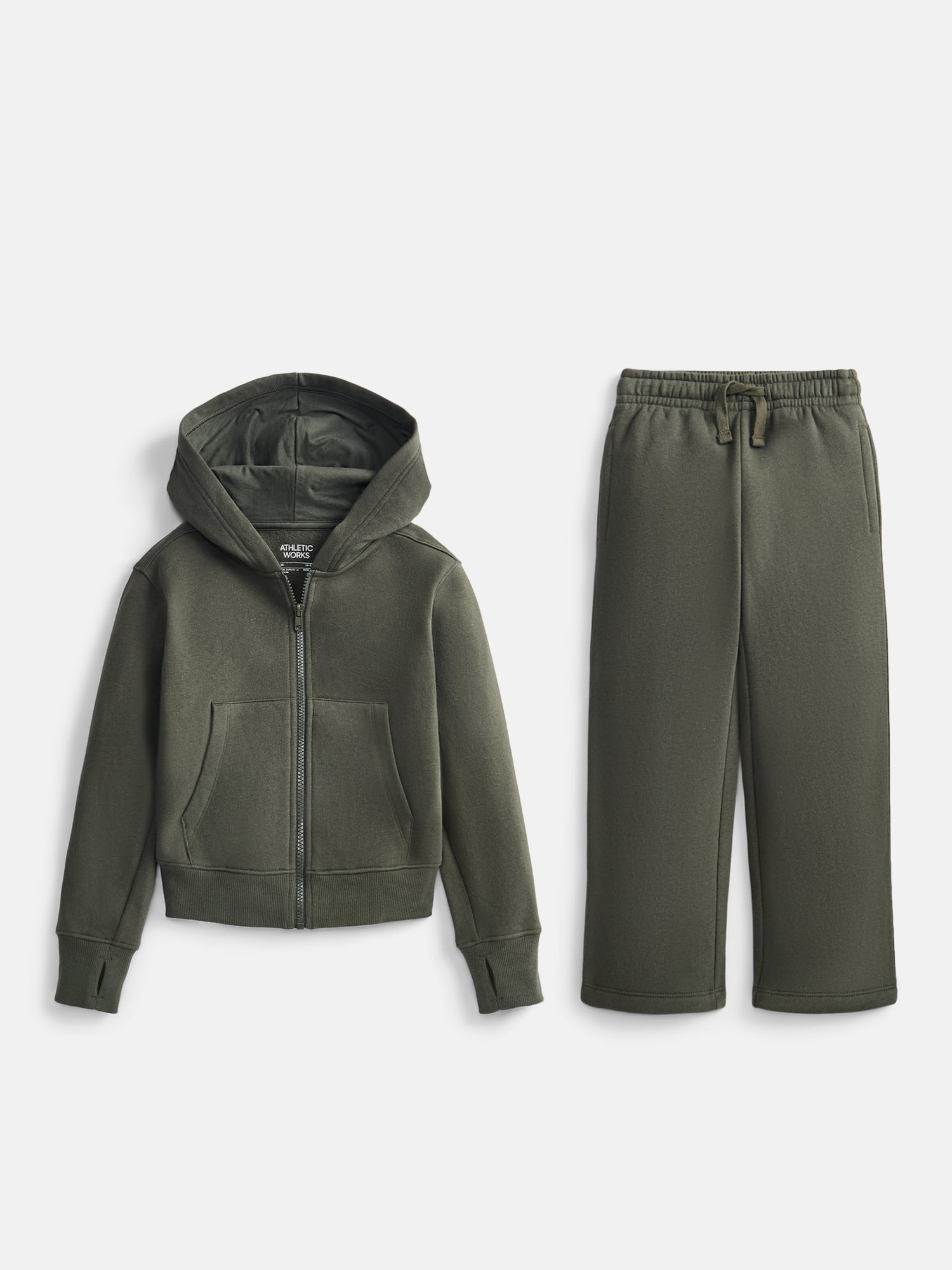 Athletic Works Boys Fleece Zip Hoodie and Sweatpants Set, 2 Piece, Sizes 4-18 & Husky