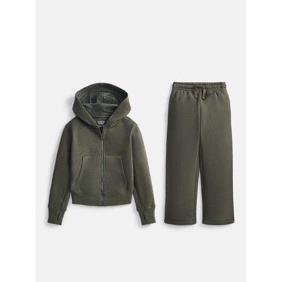 Athletic Works Boys Fleece Zip Hoodie and Sweatpants Set, 2 Piece, Sizes 4-18 & Husky