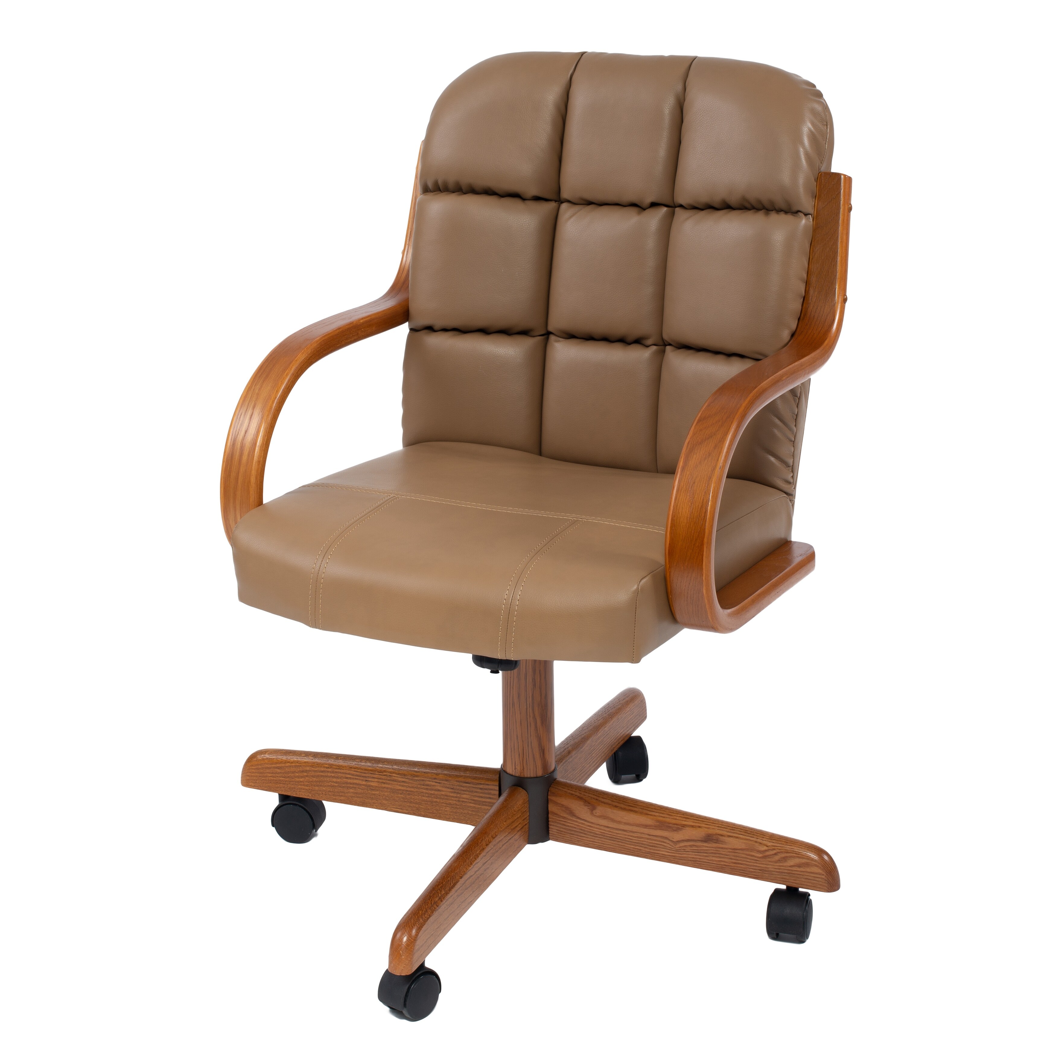 AW Furniture Solid Wood Rolling Caster Office Chair with Tilt and