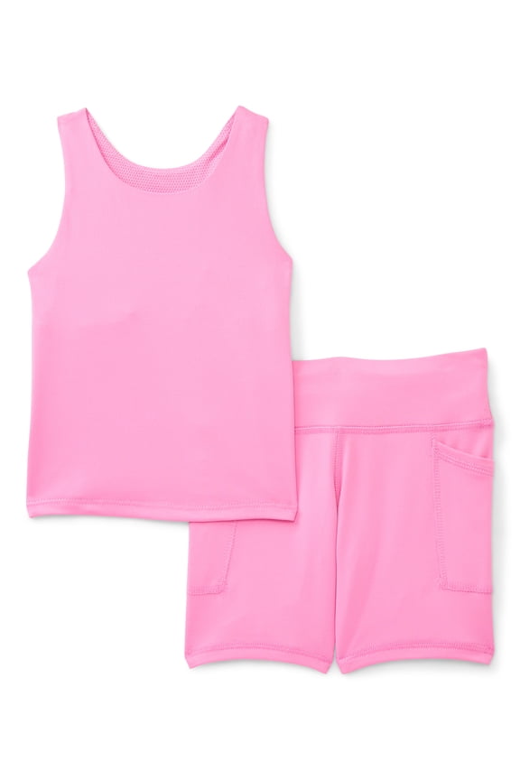 Girls Longline Bra and Bike Shorts Set, 2-Piece, Sizes 4-18 & Plus