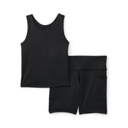 Girls Longline Bra and Bike Shorts Set, 2-Piece, Sizes 4-18 & Plus