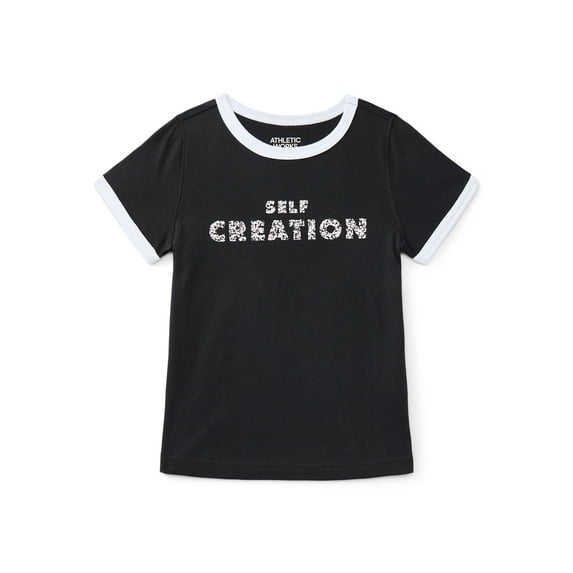 Athletic Works Girls Active Graphic Tee with Short Sleeves, Sizes 4-18 Plus