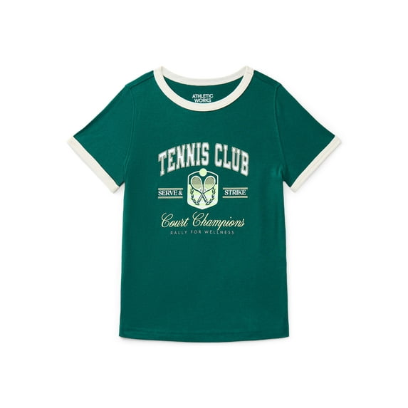 Athletic Works Girls Active Graphic Tee with Short Sleeves, Sizes 4-18 Plus