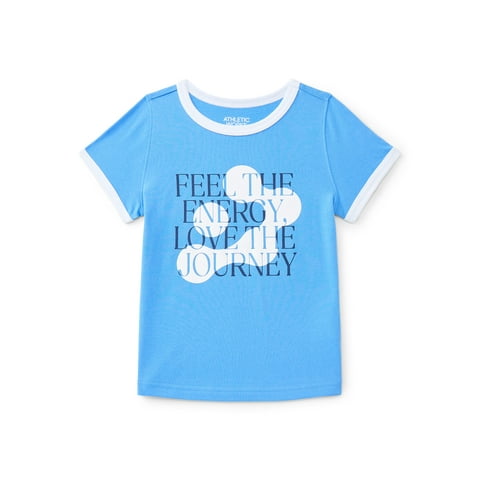 Athletic Works Girls Active Graphic Tee with Short Sleeves, Sizes 4-18 Plus
