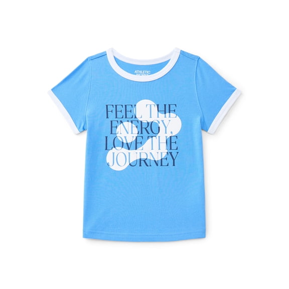 Athletic Works Girls Active Graphic Tee with Short Sleeves, Sizes 4-18 Plus