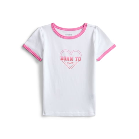 Athletic Works Girls Active Graphic Tee with Short Sleeves, Sizes 4-18 Plus
