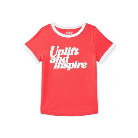 Girls Active Graphic Tee with Short Sleeves, Sizes 4-18 Plus