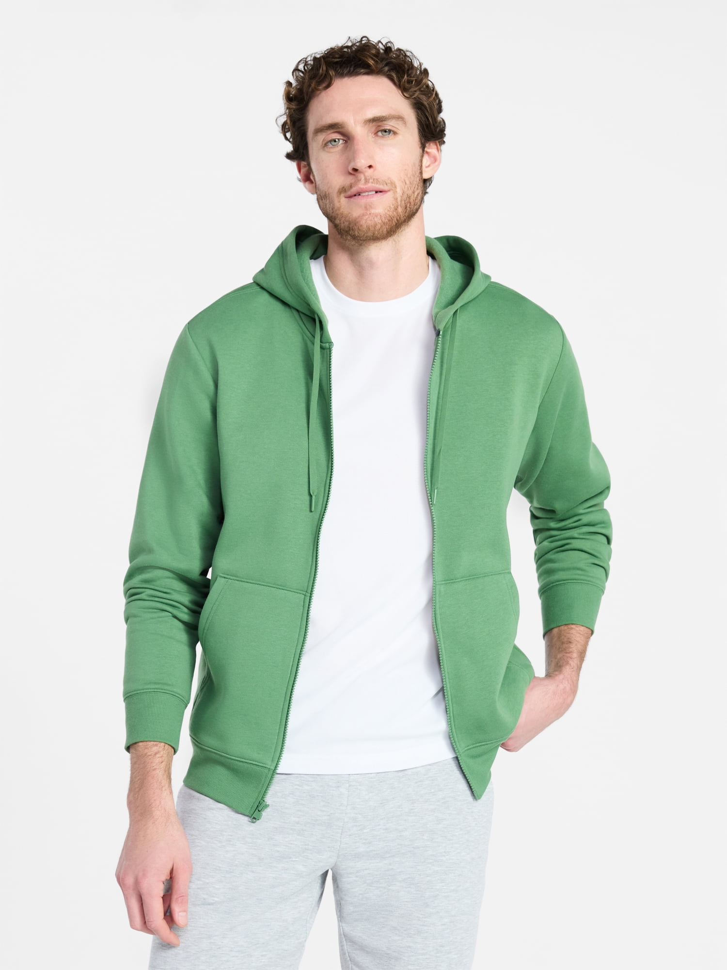 Athletic Works Men's and Big Men's Zip Up Fleece Hoodie Sweatshirt, Sizes S-5XLT