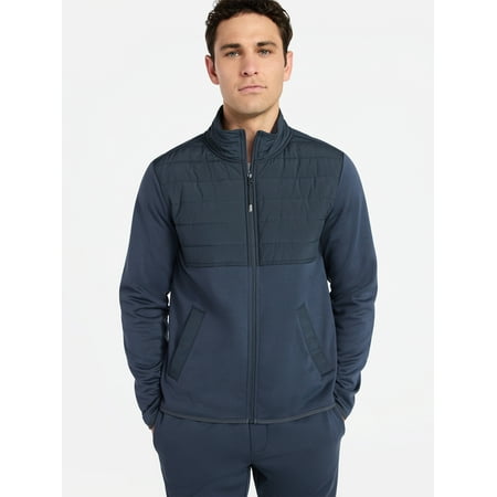 Athletic Works Men's and Big Men's Full Zip Mock Neck Hybrid Jacket, Size S-3XL