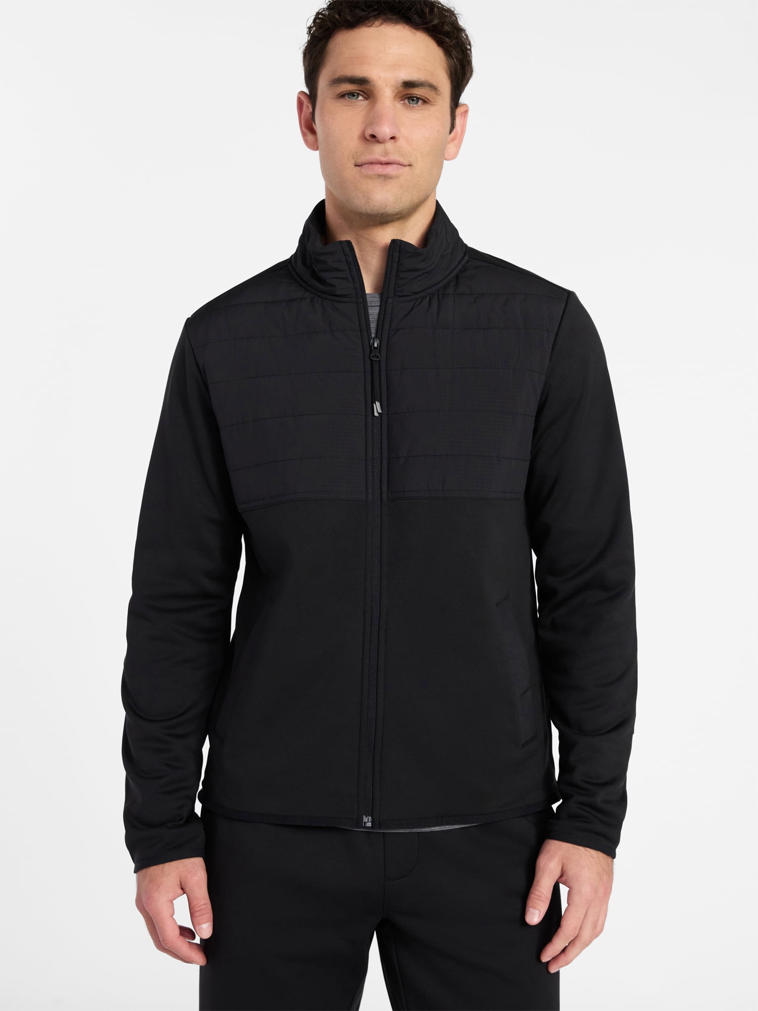 Athletic Works Men's and Big Men's Full Zip Mock Neck Hybrid Jacket, Size S-3XL