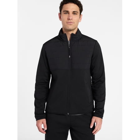 Athletic Works Men's and Big Men's Full Zip Mock Neck Hybrid Jacket, Size S-3XL