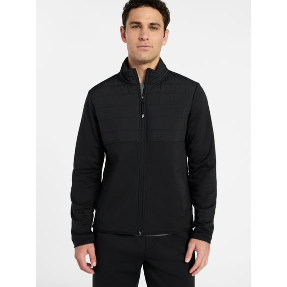 Athletic Works Men's and Big Men's Full Zip Mock Neck Hybrid Jacket, Size S-3XL
