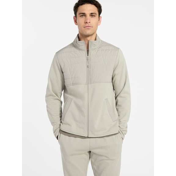 Athletic Works Men's and Big Men's Full Zip Mock Neck Hybrid Jacket, Size S-3XL