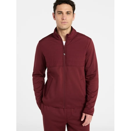 Athletic Works Men's and Big Men's Full Zip Mock Neck Hybrid Jacket, Size S-3XL
