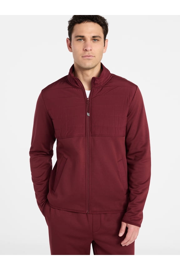 Men's and Big Men's Full Zip Mock Neck Hybrid Jacket, Size S-3XL