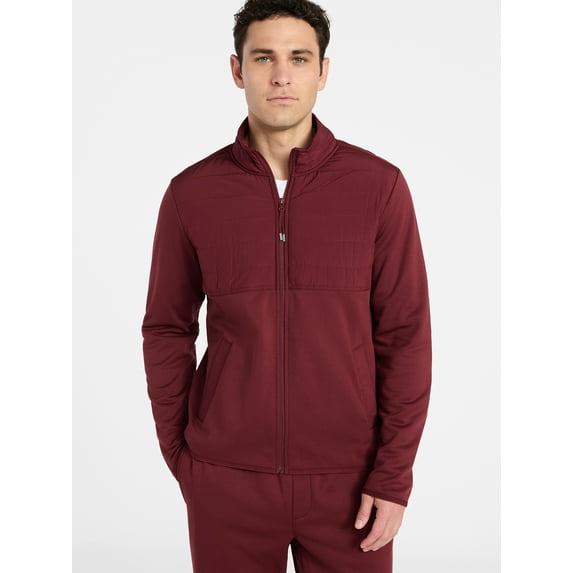 Athletic Works Men's and Big Men's Full Zip Mock Neck Hybrid Jacket, Size S-3XL