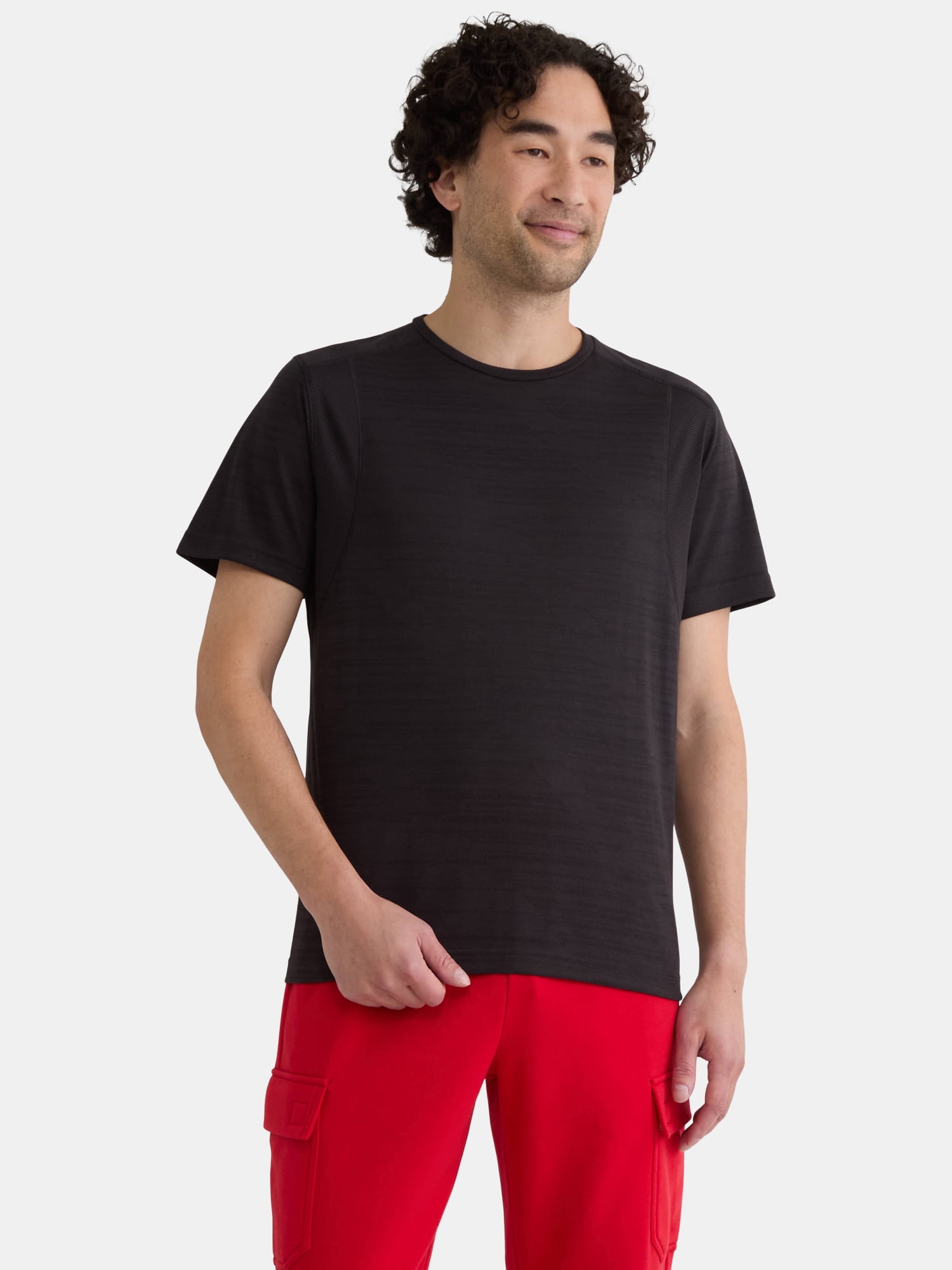 Athletic Works Men's and Big Men's Jacquard Short Sleeve Workout Shirt, Sizes S-3XL