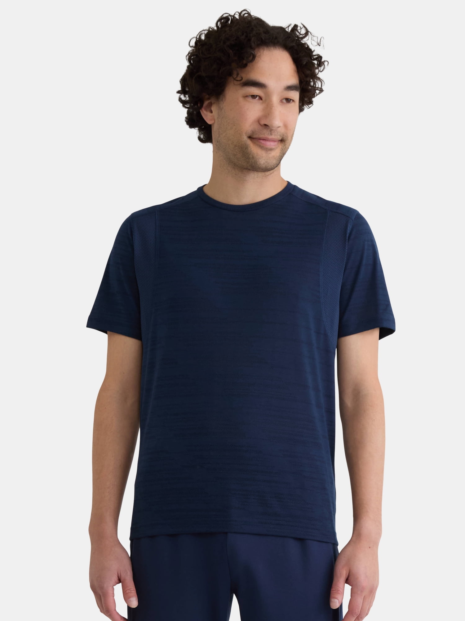 Athletic Works Men's and Big Men's Jacquard Short Sleeve Workout Shirt, Sizes S-3XL