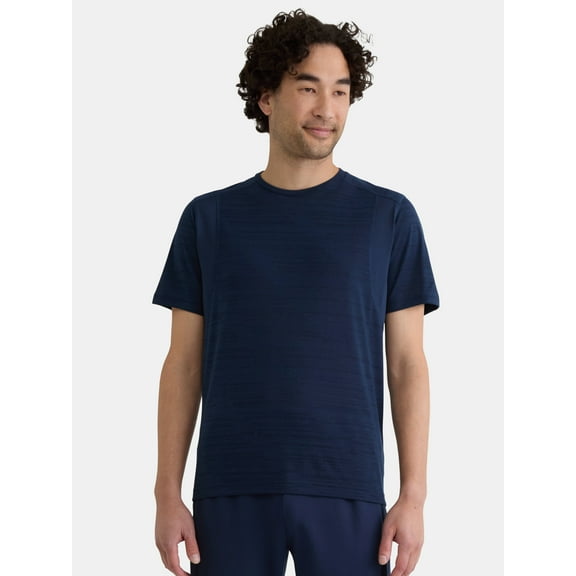 Athletic Works Men's and Big Men's Jacquard Short Sleeve Workout Shirt, Sizes S-3XL