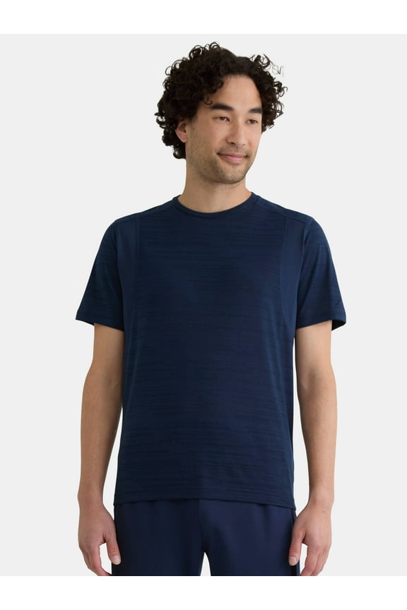 Men's and Big Men's Jacquard Short Sleeve Workout Shirt, Sizes S-3XL